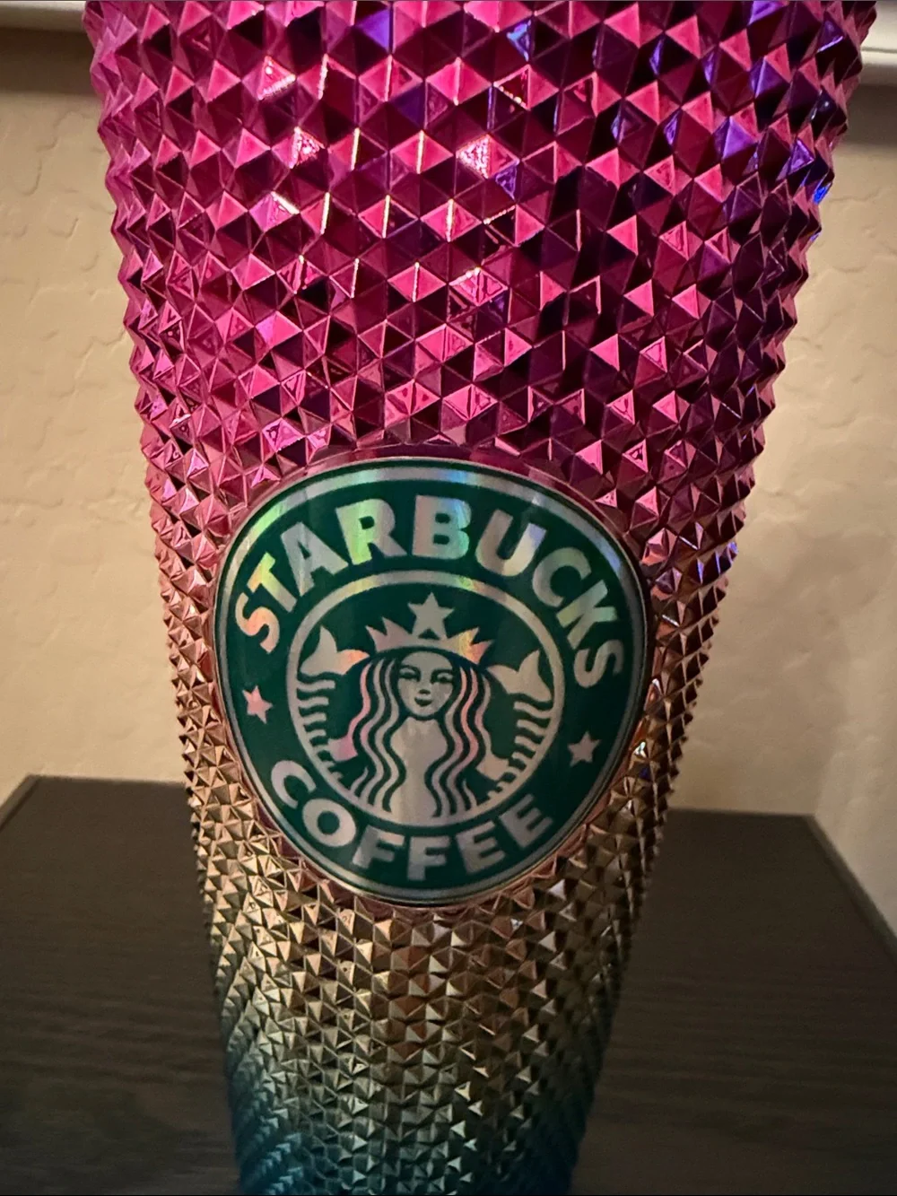 NWOT Starbucks Pink to Blue Tumbler with Ear Lid and Straw